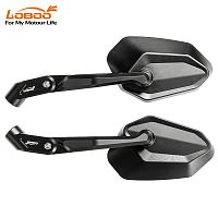 LOBOO RM03 Комплект черных коротких складных алюминиевых зеркал для бездорожья | КУКУХА ШОП